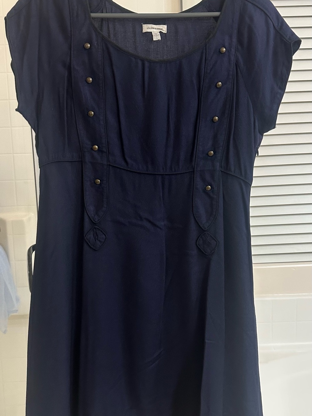 silence + noise Navy Short-Sleeve Button-Trim Dress
